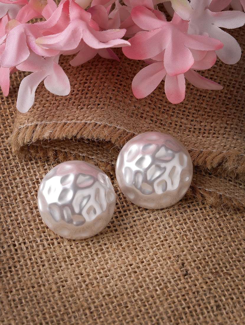 white plastic studs earrings