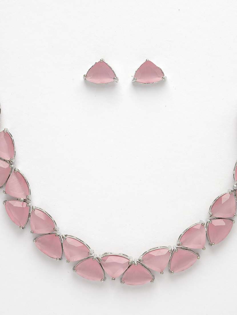 pink brass necklace & earrings set - 21279504 -  Standard Image - 2