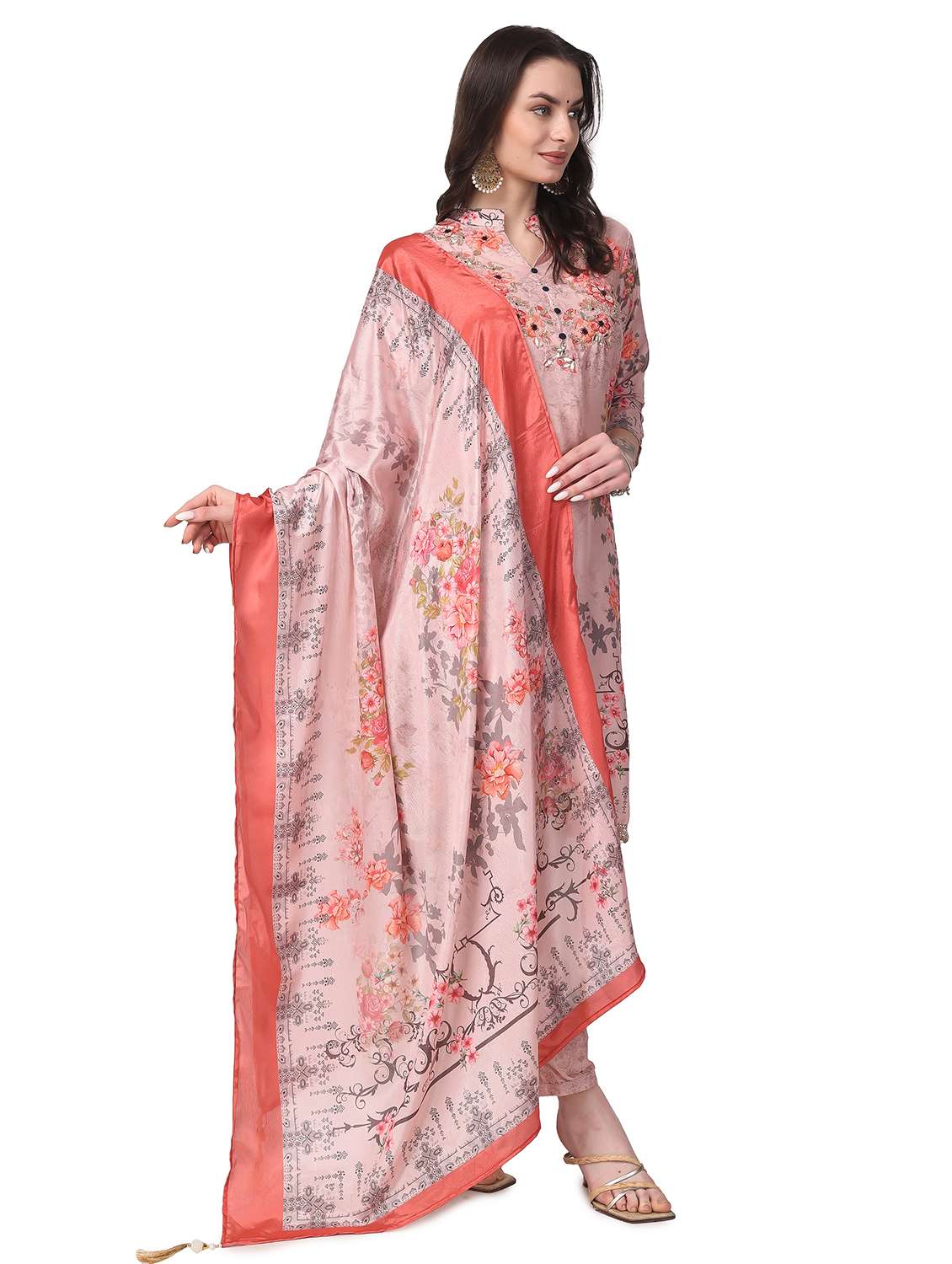 women three quarter sleeve kurta salwar with dupatta set - 21279541 - Standard Image - 2