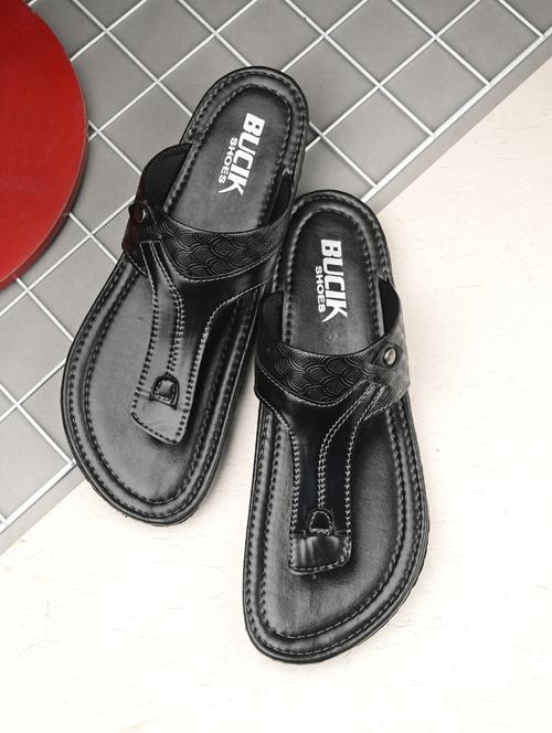 black synthetic toe separator slippers - 21279888 -  Standard Image - 0