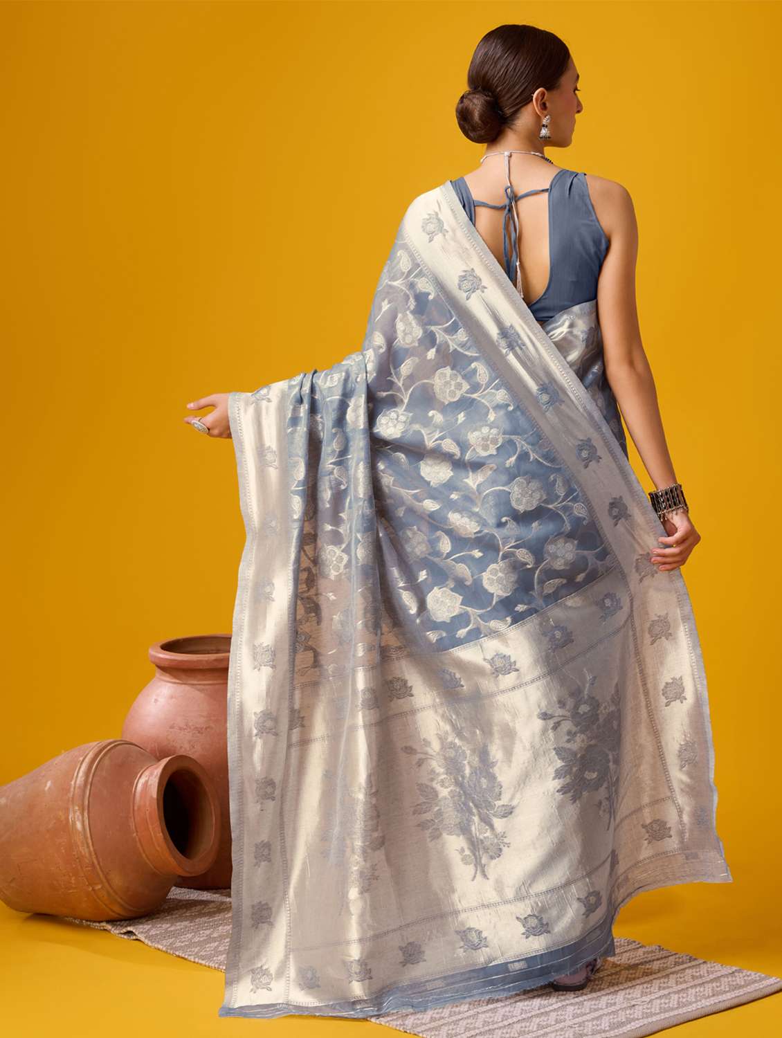 women self design tussar saree with blouse - 21279964 -  Standard Image - 2