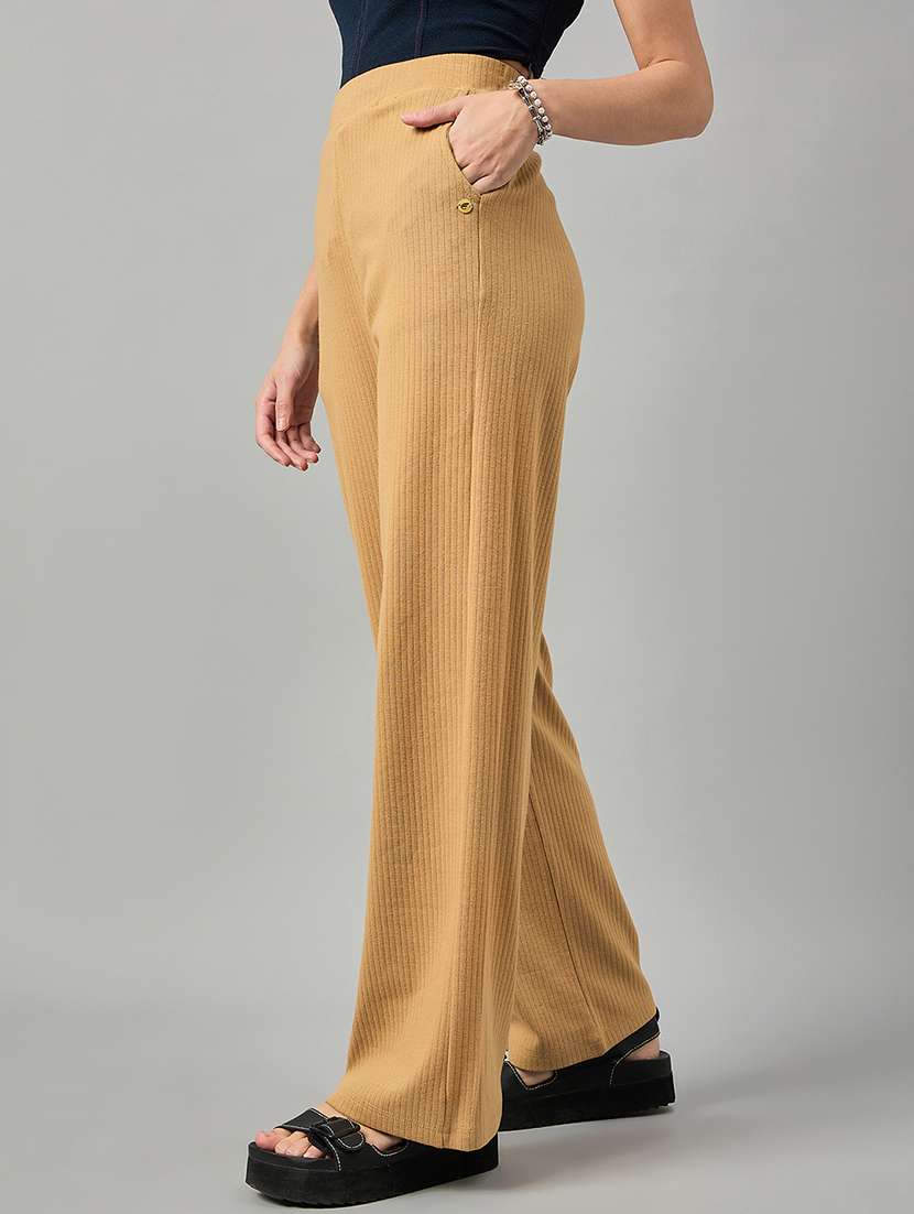 women solid mid rise trouser - 21280232 -  Standard Image - 2