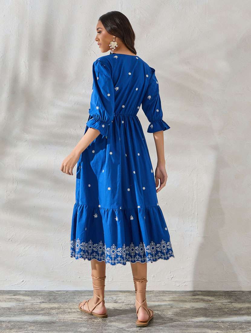 women embroidered puff sleeve tiered dress - 21281579 -  Standard Image - 2