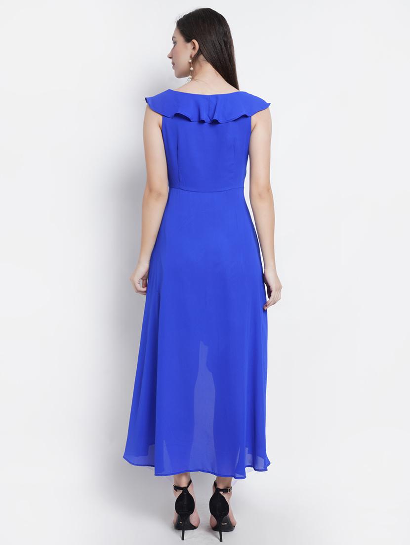 women solid sleeveless high low dress - 21281710 - Standard Image - 2
