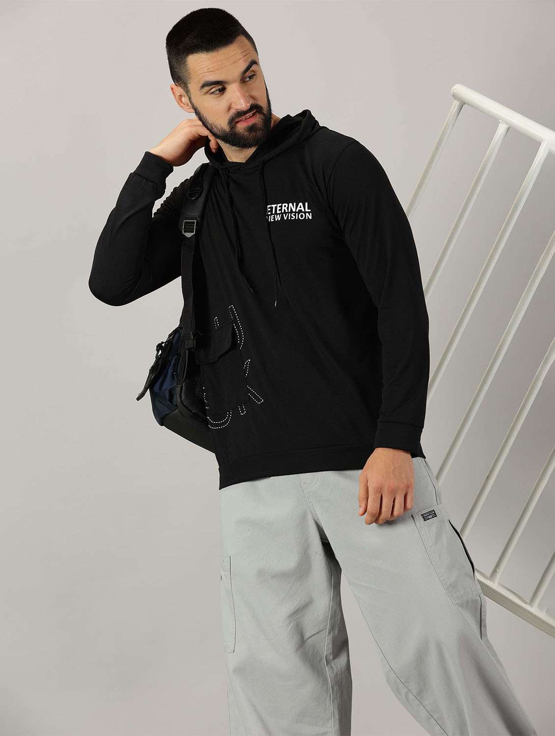 men placement print hooded t-shirt - 21281750 -  Standard Image - 2