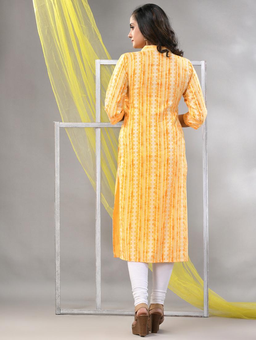 women yellow rayon straight kurta - 21281834 - Standard Image - 2