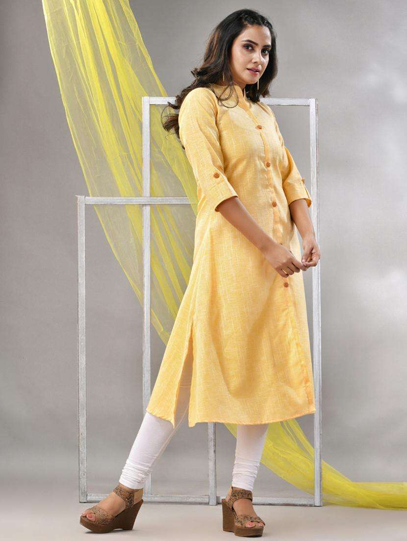 women yellow cotton a-line kurta - 21281841 -  Standard Image - 2