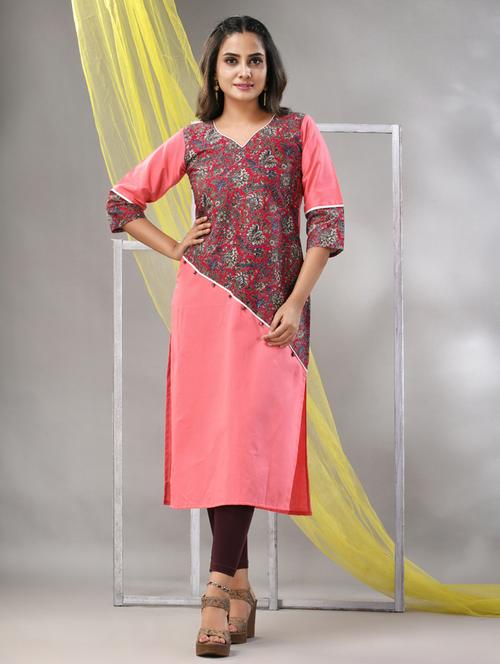 women three quarter sleeve straight kurta - 21281845 -  Standard Image - 0
