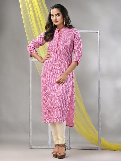 women pink rayon straight kurta - 21281848 - Standard Image - 0