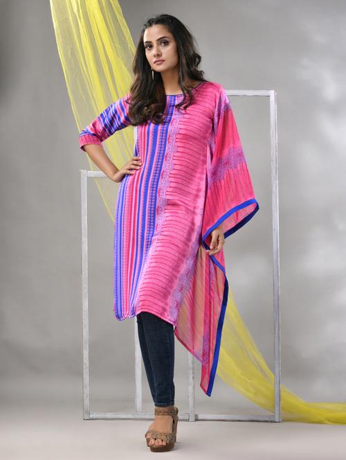 women pink satin straight kurta - 21281851 - Standard Image - 0