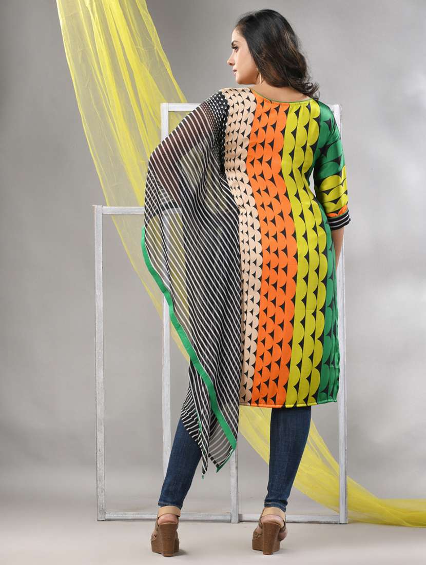 women multi colored satin straight kurta - 21281854 -  Standard Image - 2