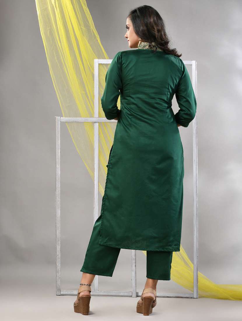 women three quarter sleeve straight kurta - 21281861 -  Standard Image - 2