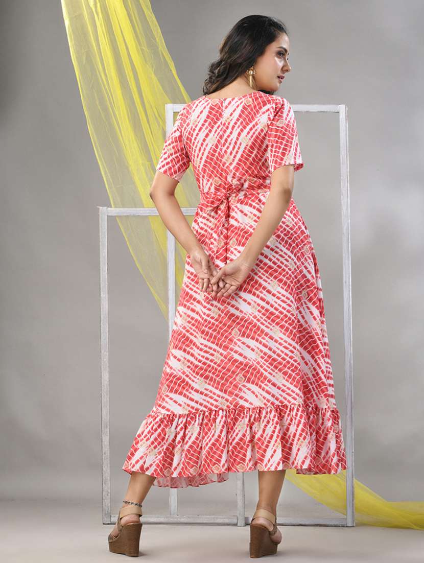 women short sleeves fit & flare ethnic dress - 21281870 -  Standard Image - 2