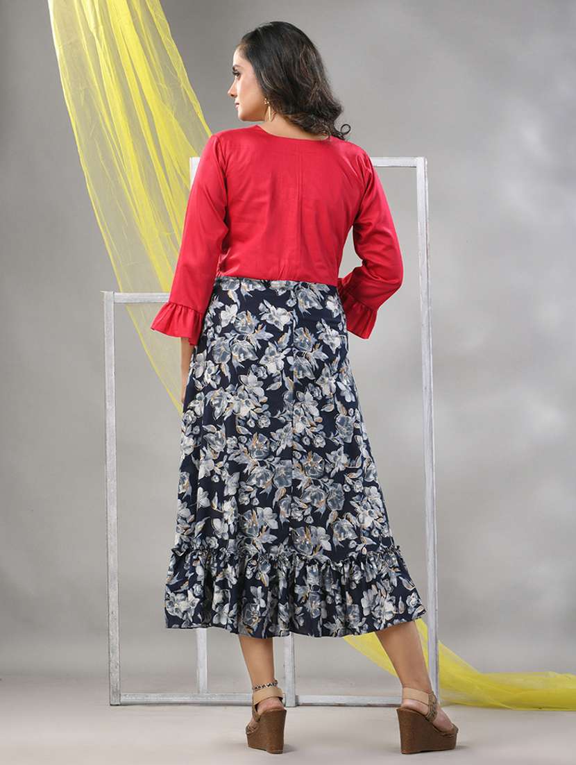 women bell sleeves fit & flare ethnic dress - 21281877 - Standard Image - 2