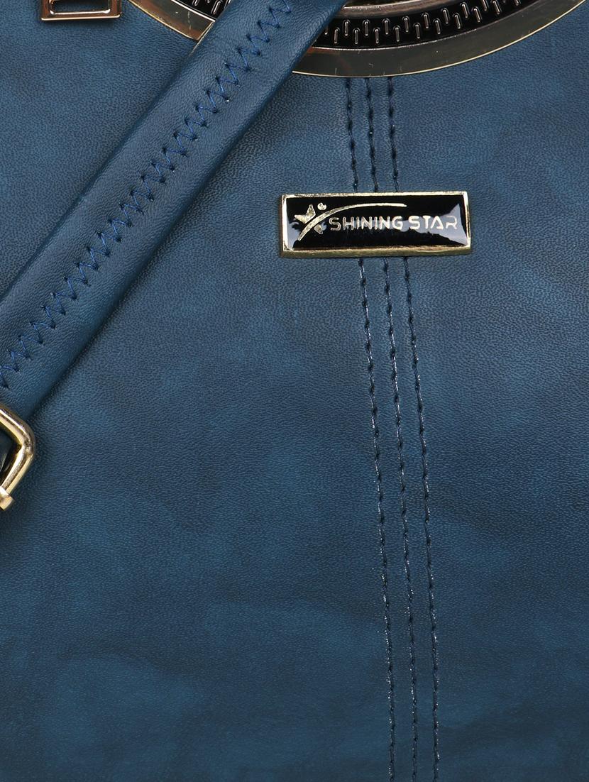 women solid leatherette handbag - 21281960 - Standard Image - 2