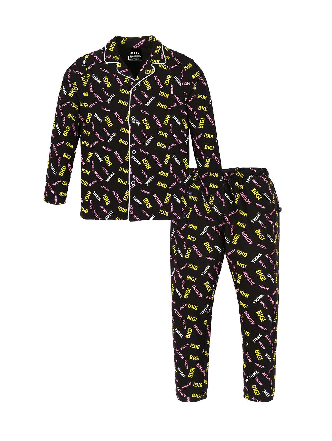 boys lapel neck printed pyjama nightwear set