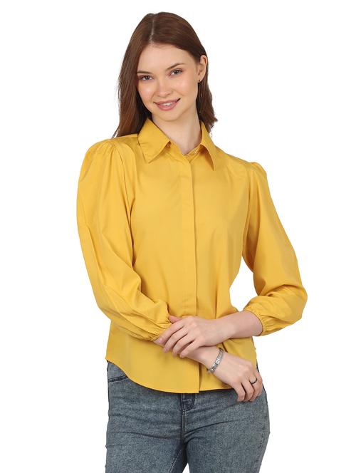 yellow crepe regular shirt - 21283862 - Standard Image - 0