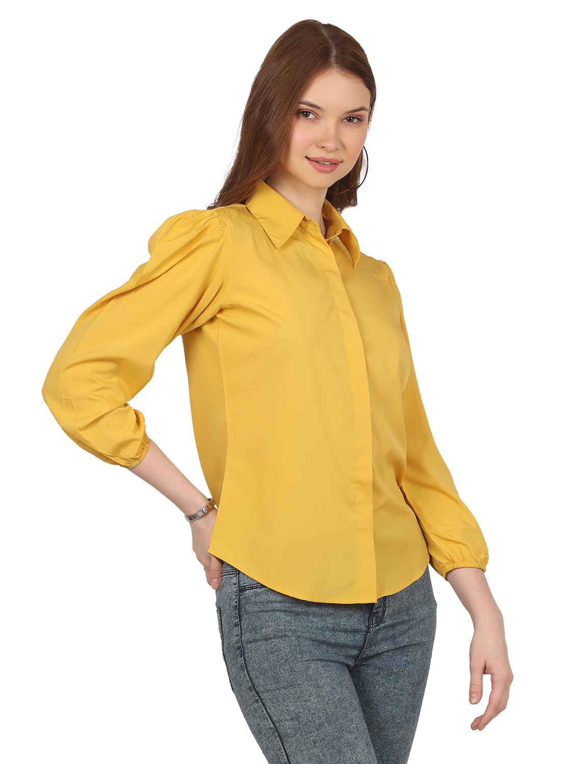 yellow crepe regular shirt - 21283862 - Standard Image - 2