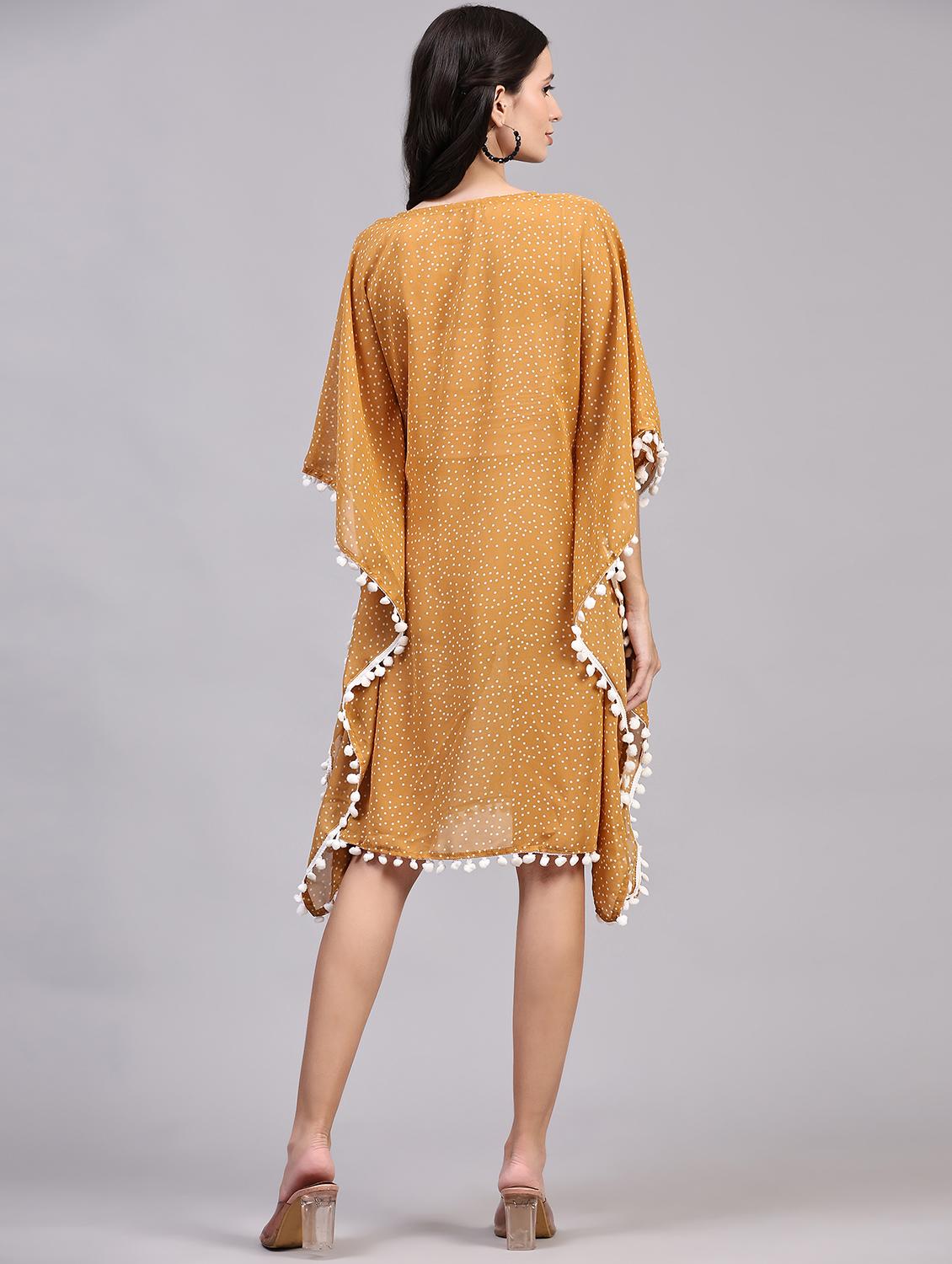 women mustard polka dots printed kaftan dress - 21283883 - Standard Image - 2