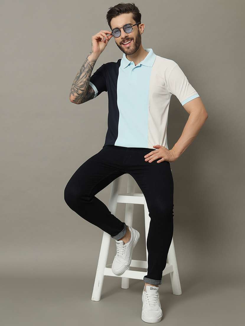men color block cotton polo t-shirt - 21284503 -  Standard Image - 2