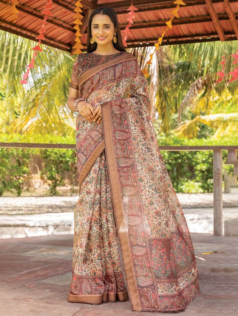 women printed saree with blouse