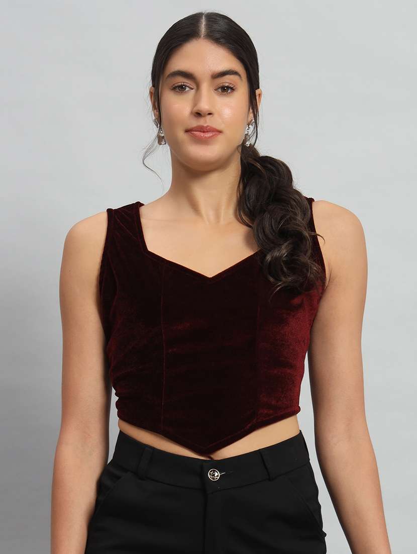 women solid stitched blouse