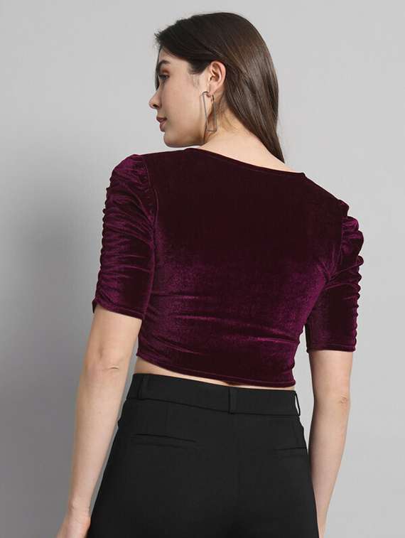 women solid stitched blouse - 21285969 - Standard Image - 2