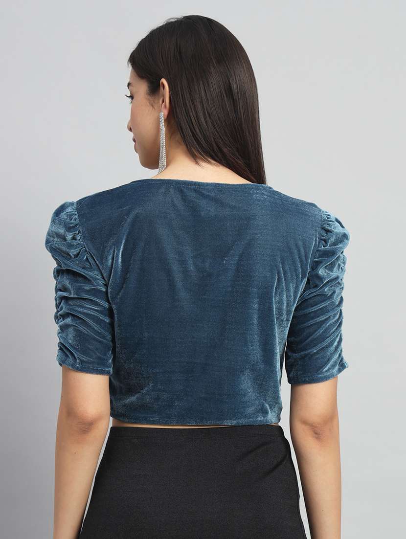 women sweetheart neck solid crop top - 21285975 - Standard Image - 2