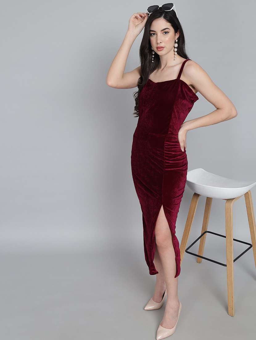 Buy online Red Velvet Bodycon Dress from western wear for Women by Vaararo  for 819 at 57% off | 2026 Limeroad.com
