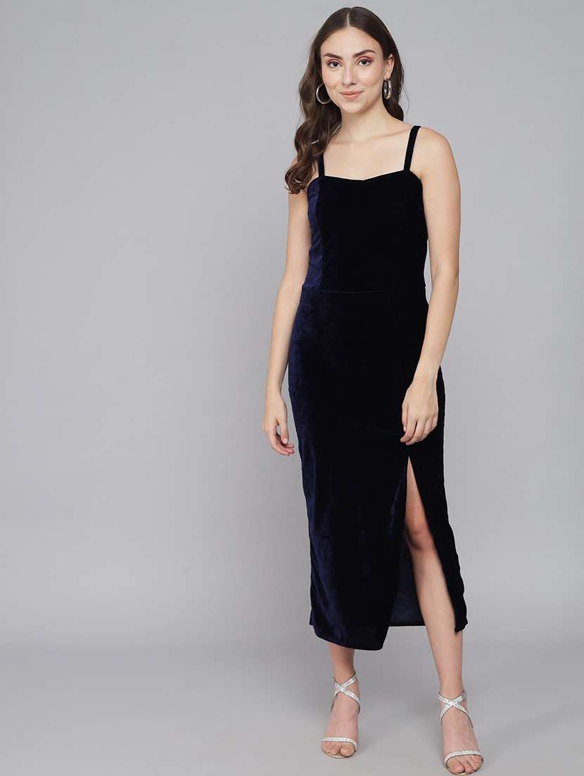 women solid shoulder strap bodycon dress - 21285989 -  Standard Image - 2