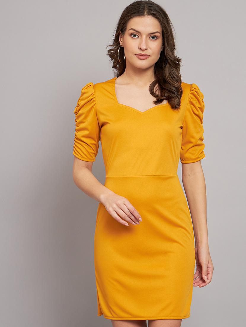 women yellow cotton lycra bodycon dress - 21286019 - Zoom Image - 0