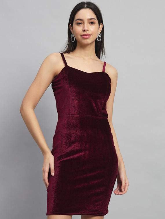 women solid shoulder strap bodycon dress - 21286023 - Zoom Image - 0