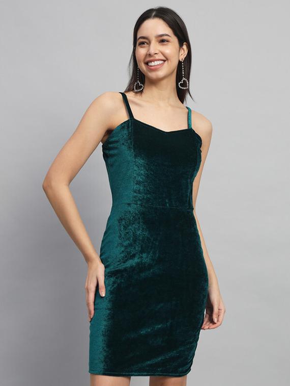 women solid shoulder strap bodycon dress - 21286024 -  Zoom Image - 0