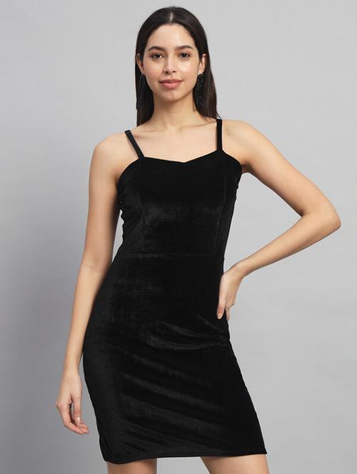 women solid shoulder strap bodycon dress - 21286029 - Standard Image - 0