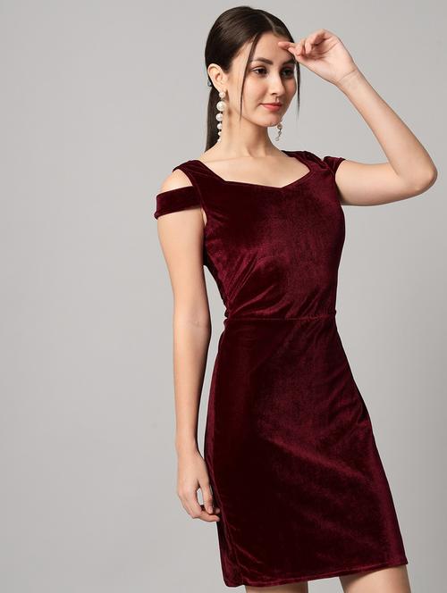 women solid cold shoulder bodycon dress - 21286030 - Standard Image - 0