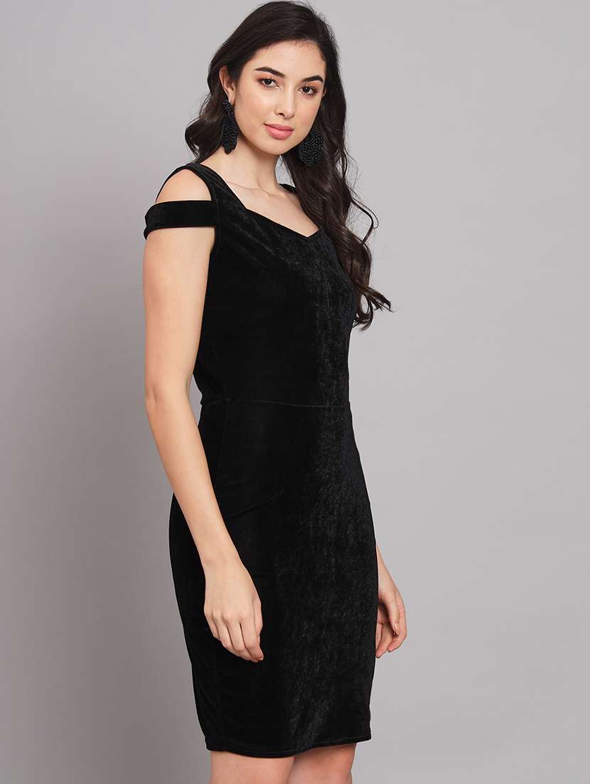 women solid cold shoulder bodycon dress - 21286036 -  Standard Image - 2