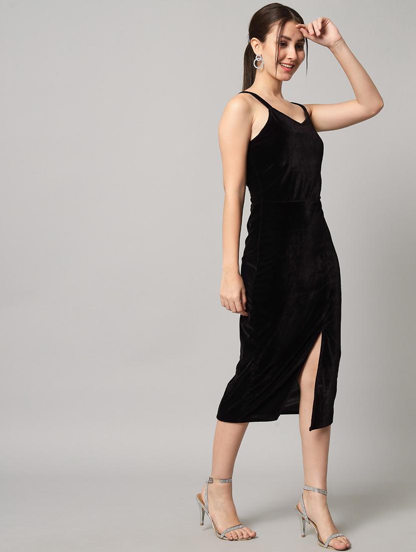 women solid shoulder strap bodycon dress - 21286058 - Standard Image - 2