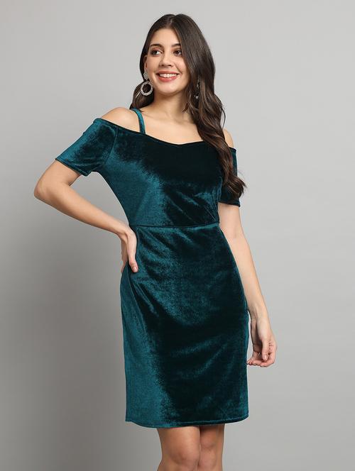 women green velvet bodycon dress - 21286092 - Standard Image - 0