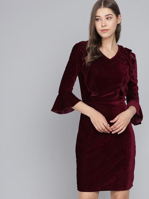 women red velvet bodycon dress - 21286110 -  Standard Image - 0