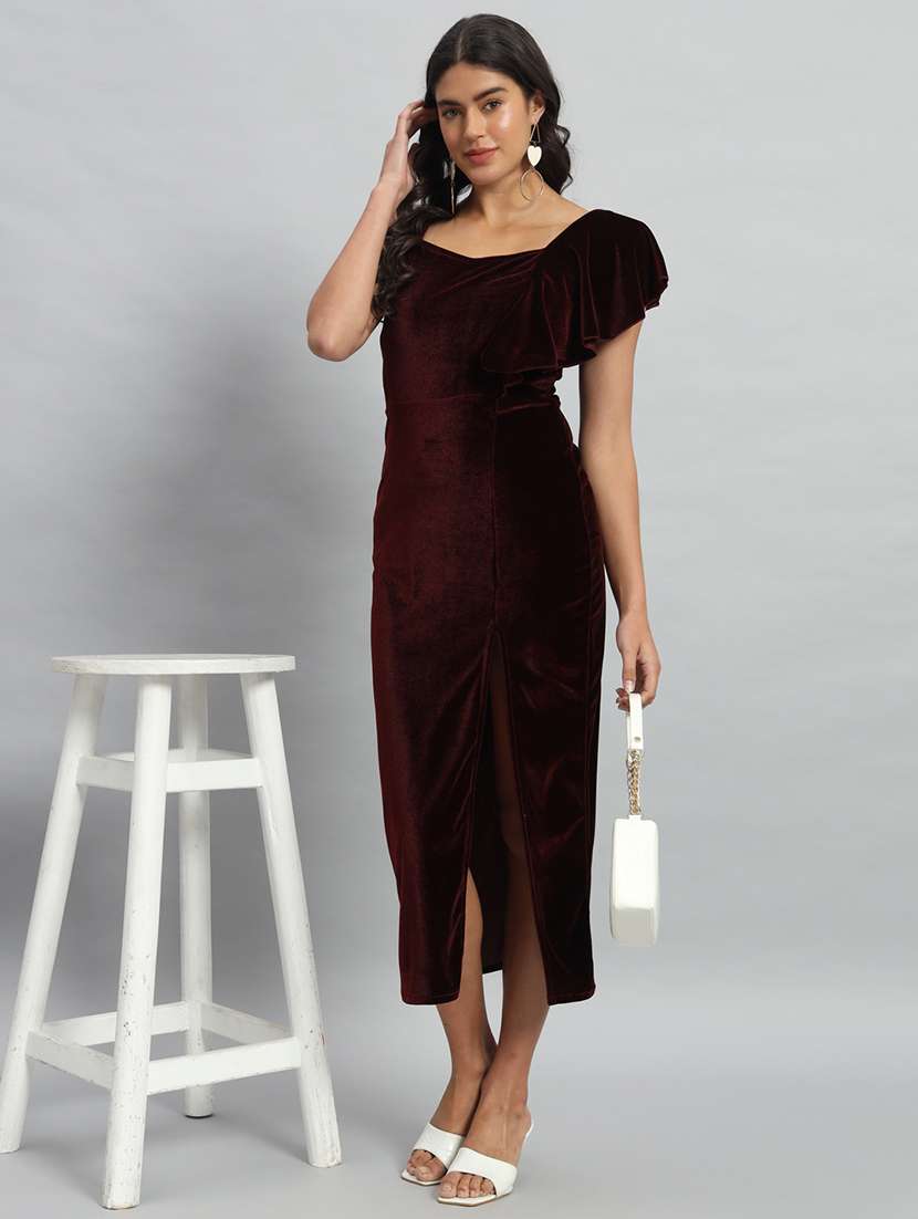women red velvet bodycon dress