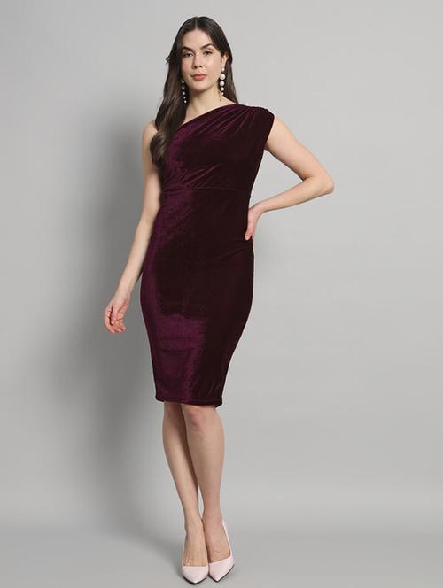 women maroon velvet bodycon dress - 21286132 - Standard Image - 0