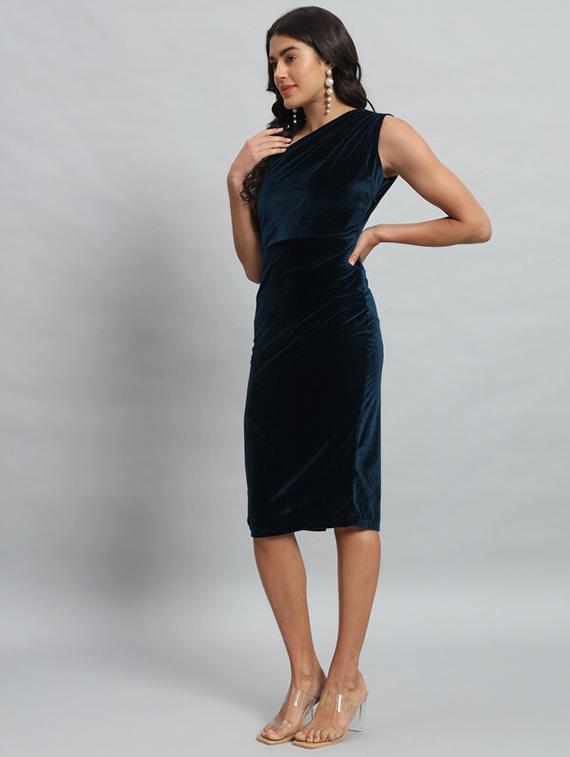 women solid single shoulder bodycon dress - 21286135 - Standard Image - 2