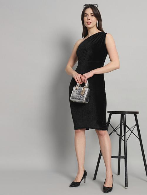 women solid single shoulder bodycon dress - 21286138 - Standard Image - 0
