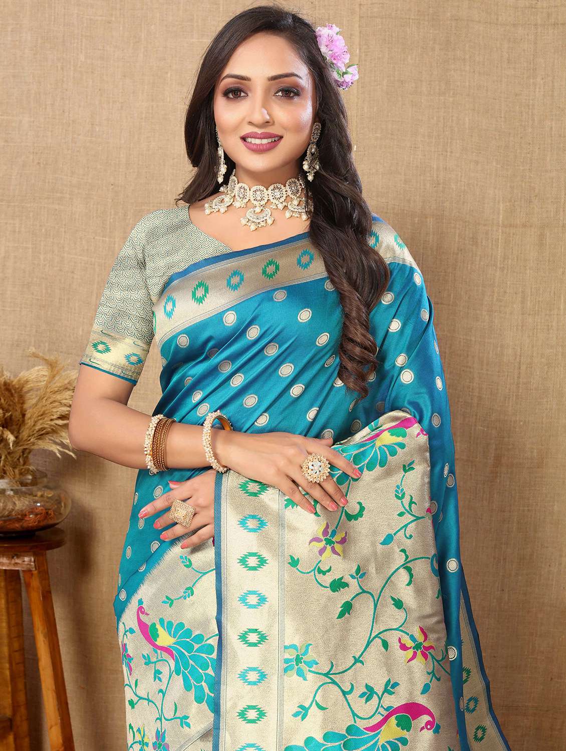 women self design paithani saree with blouse - 21286607 -  Standard Image - 2