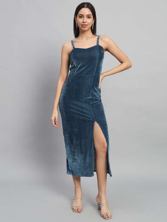 teal velvet bodycon dress
