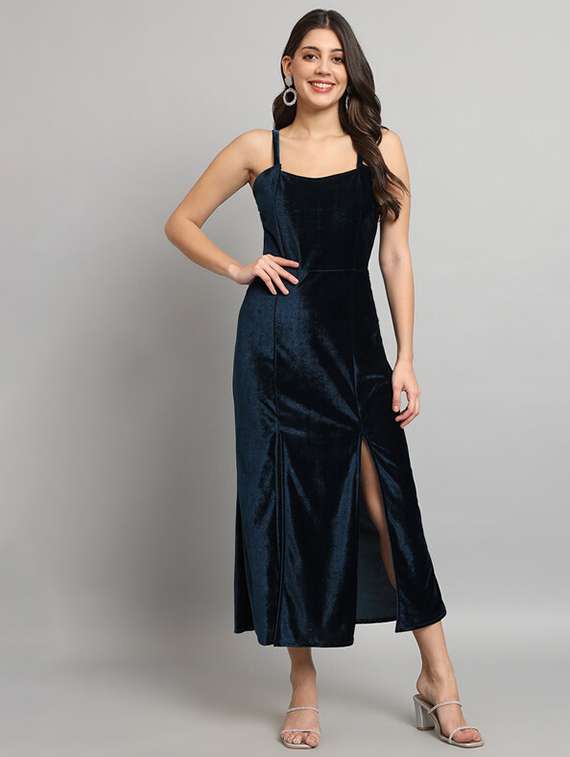 women solid shoulder strap bodycon dress