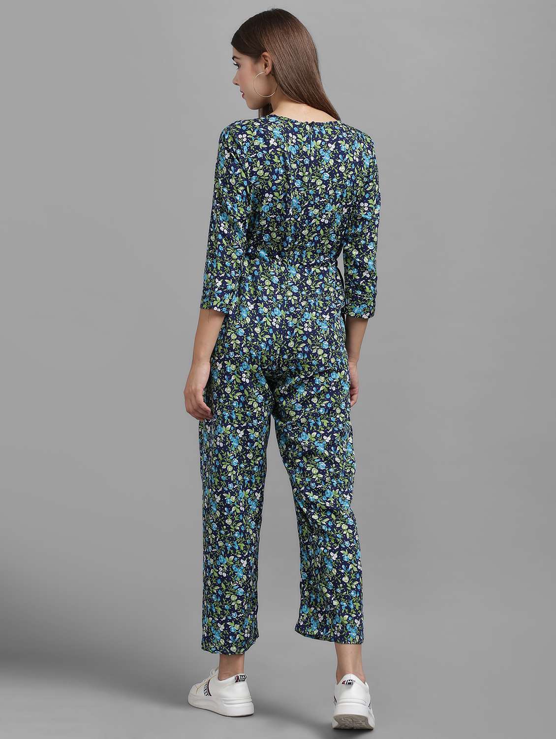 navy blue crepe full leg jumpsuit - 21286709 -  Standard Image - 2