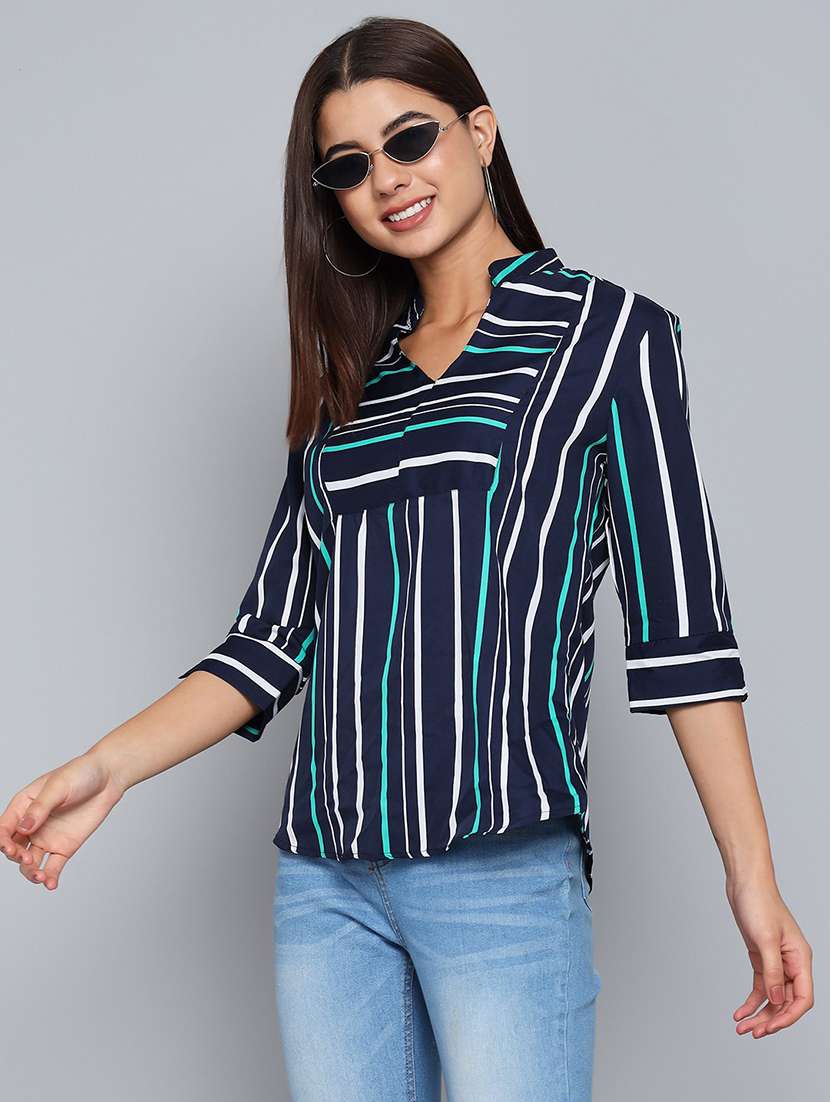 navy blue striped repe shirt style top - 21286750 -  Standard Image - 2