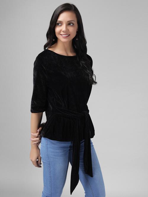 women black solids regular top - 21286763 - Standard Image - 0
