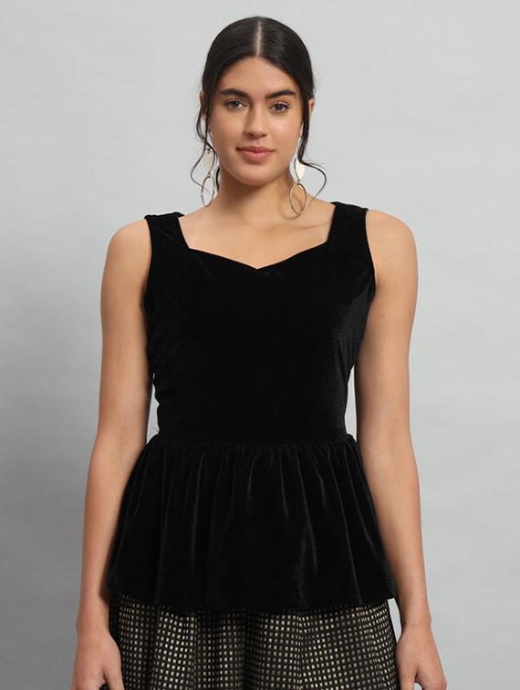 black velvet peplum top - 21286776 - Zoom Image - 0